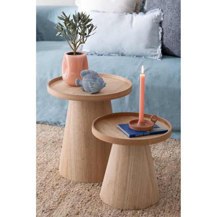 Bijzettafel Naturel Mdf Rond 45 cm 45x45x50 cm-Bijzettafels-J-Line