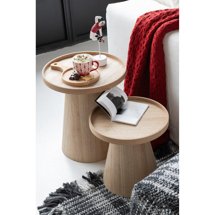 Bijzettafel Naturel Mdf Rond 45 cm-Bijzettafels-J-Line