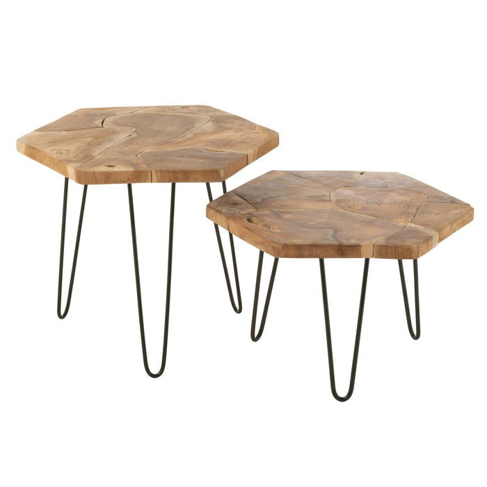 Bijzettafel Naturel Metaal 60 cm-Bijzettafels-J-Line