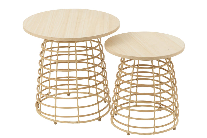 Bijzettafel Naturel Polyethylene Rond 50 cm 50x50x50 cm-Bijzettafels-J-Line