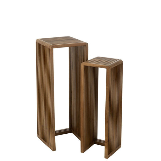 Bijzettafel Naturel Recycled hout 34 cm 34x34x88 cm-Bijzettafels-J-Line