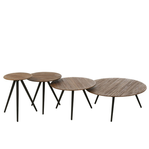 Bijzettafel Naturel Recycled hout Rond 30 cm 30x30x45 cm-Bijzettafels-J-Line