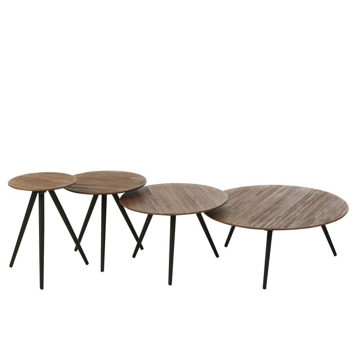 Bijzettafel Naturel Recycled hout Rond 30 cm 30x30x45 cm-Bijzettafels-J-Line