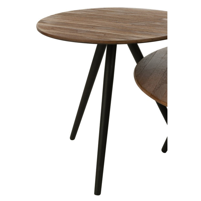 Bijzettafel Naturel Recycled hout Rond 30 cm 30x30x45 cm-Bijzettafels-J-Line