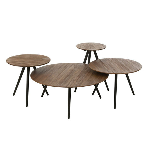 Bijzettafel Naturel Recycled hout Rond 30 cm 30x30x45 cm-Bijzettafels-J-Line