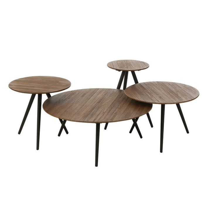 Bijzettafel Naturel Recycled hout Rond 30 cm 30x30x45 cm-Bijzettafels-J-Line