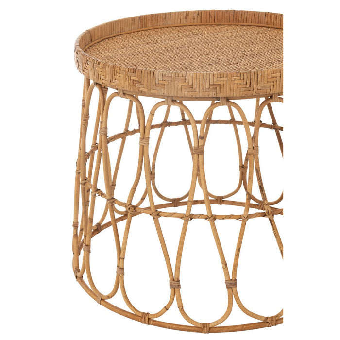Bijzettafel Naturel Rotan Rond 50 cm 50.5x50.5x45 cm-Bijzettafels-J-Line
