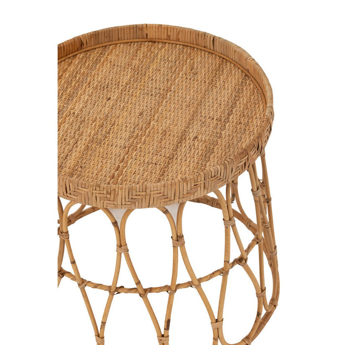 Bijzettafel Naturel Rotan Rond 50 cm 50.5x50.5x45 cm-Bijzettafels-J-Line