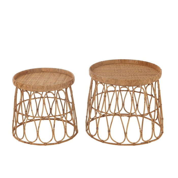 Bijzettafel Naturel Rotan Rond 50 cm 50.5x50.5x45 cm-Bijzettafels-J-Line