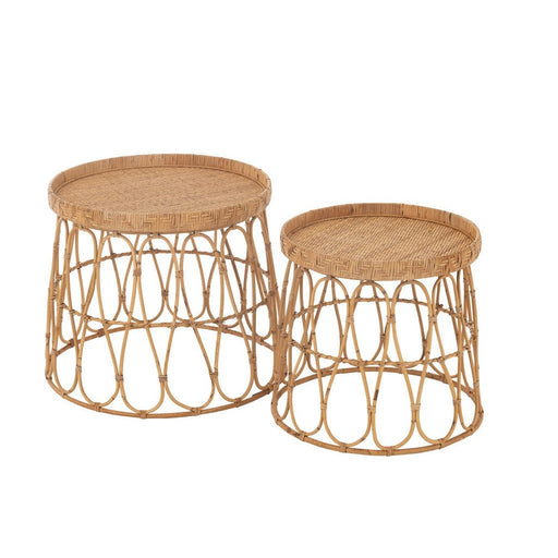 Bijzettafel Naturel Rotan Rond 50 cm 50.5x50.5x45 cm-Bijzettafels-J-Line