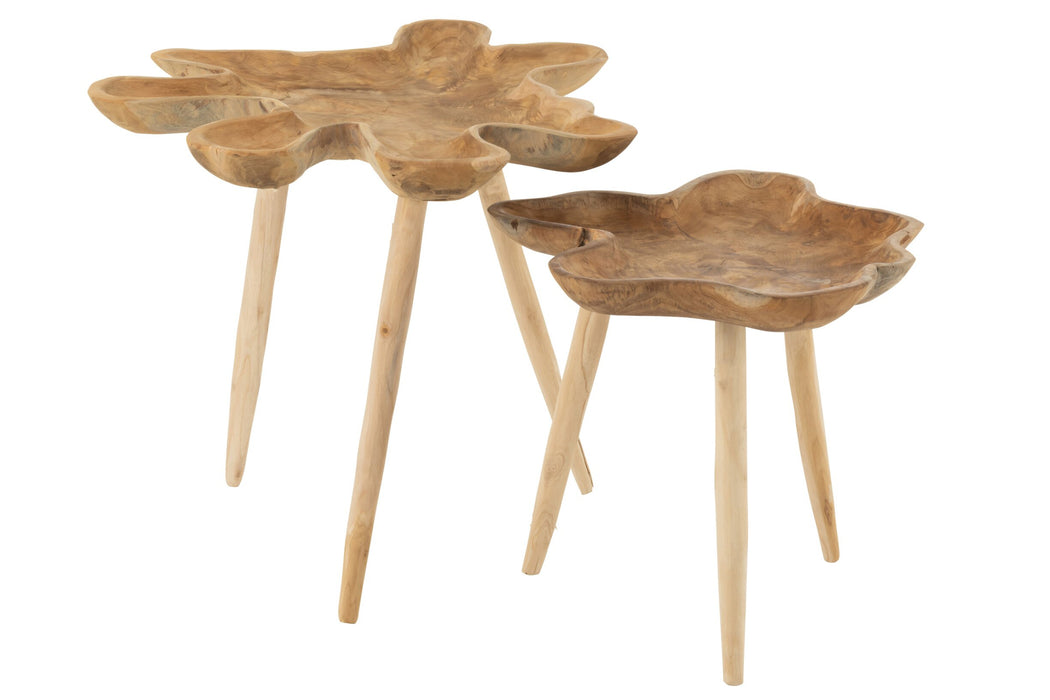 Bijzettafel naturel teakhout 60 cm 60x60x55 cm