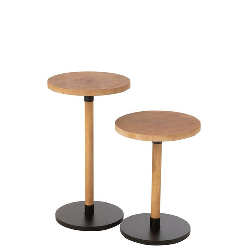 Bijzettafel Naturel Veneer 35 cm 35x35x61 cm-Bijzettafels-J-Line