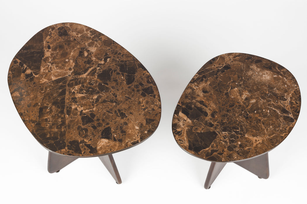 Bijzettafel Naut Set van 2 Ceramics Bruin 53x39 cm-Bijzettafels-Creating Home
