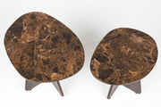 Bijzettafel Naut Set van 2 Ceramics Bruin 53x39 cm-Bijzettafels-Creating Home