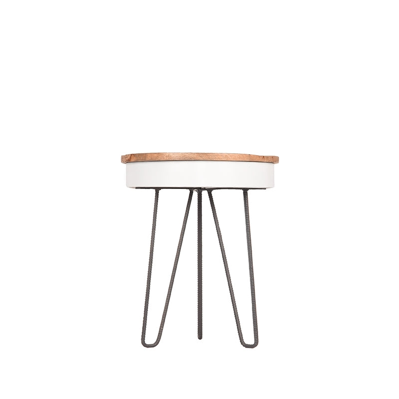 Bijzettafel Saria Wit Metaal 44 cm Rond 44x44x53 cm-Bijzettafels-LABEL51