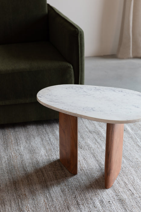 Bijzettafel Tanda Marble Bruin 56x37 cm-Bijzettafels-Creating Home