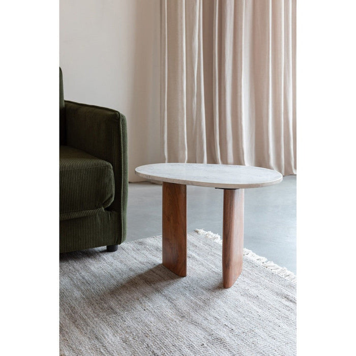 Bijzettafel Tanda Marble Bruin 56x37 cm-Bijzettafels-Creating Home