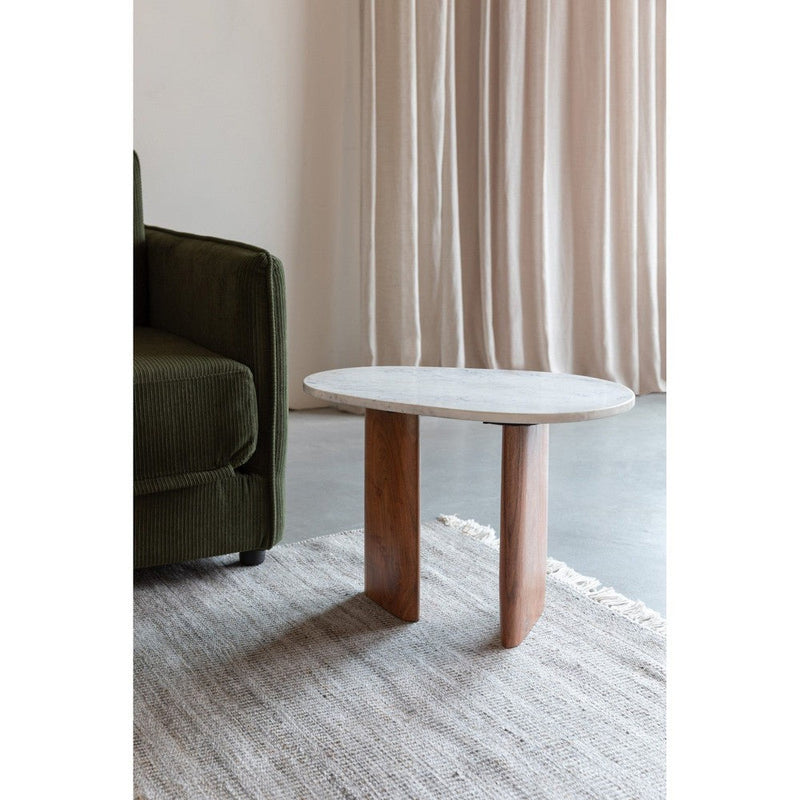 Bijzettafel Tanda Marble Bruin 56x37 cm-Bijzettafels-Creating Home
