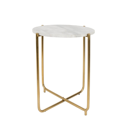 Bijzettafel Timpa Marble Wit Ø44.5x54 cm-Bijzettafels-Creating Home