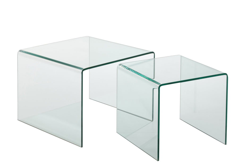 Bijzettafel Transparant Glas 65 cm 65x65x49 cm-Bijzettafels-J-Line