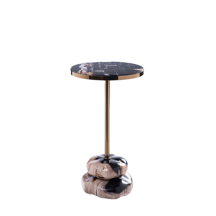 Bijzettafel Wane Versteend Hout Beige-Bijzettafels-PTMD