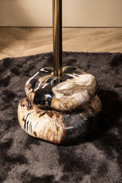 Bijzettafel Wane Versteend Hout Beige-Bijzettafels-PTMD