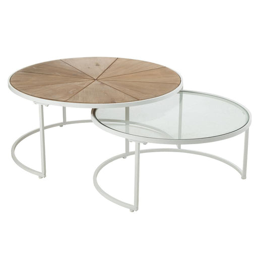 Bijzettafel Wit Glas 91 cm 91x91x41 cm-Bijzettafels-J-Line