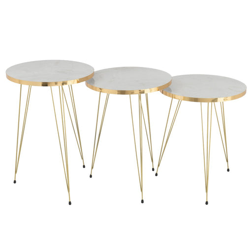 Bijzettafel Wit Metaal 38 cm 38x38x56 cm-Bijzettafels-J-Line