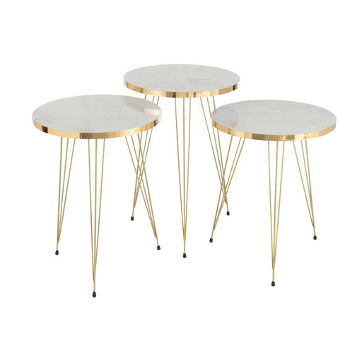 Bijzettafel Wit Metaal 38 cm 38x38x56 cm-Bijzettafels-J-Line