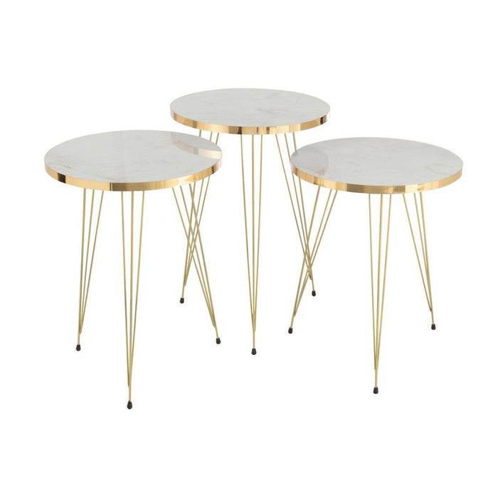 Bijzettafel Wit Metaal 38 cm-Bijzettafels-J-Line