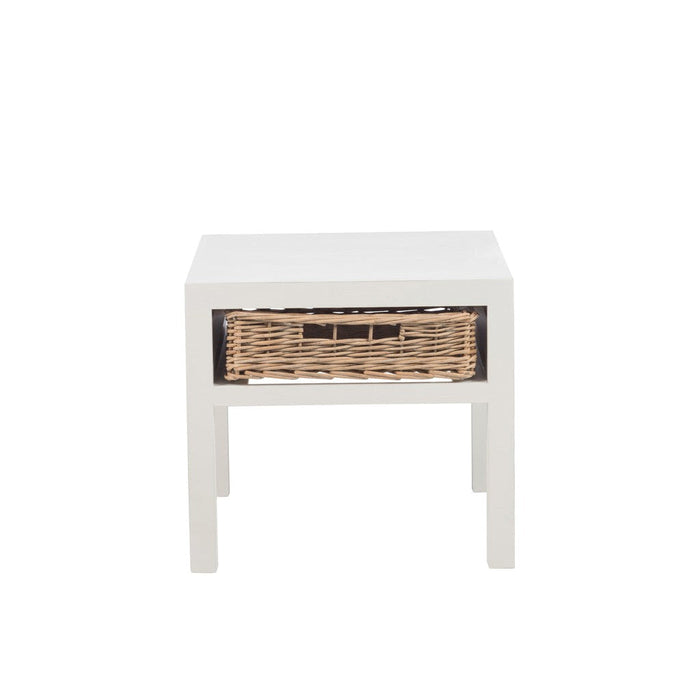 Bijzettafel Wit Paulownia hout 50 cm 50x50x45 cm-Opbergdozen en manden-J-Line