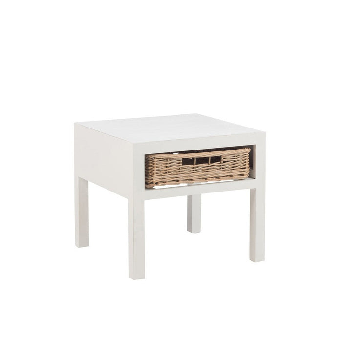 Bijzettafel Wit Paulownia hout 50 cm 50x50x45 cm-Opbergdozen en manden-J-Line