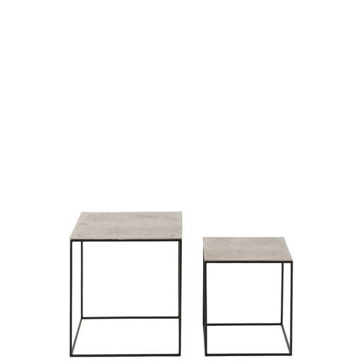 Bijzettafel Zilver Aluminium Vierkant 50 cm 50.5x50.5x55 cm-Bijzettafels-J-Line