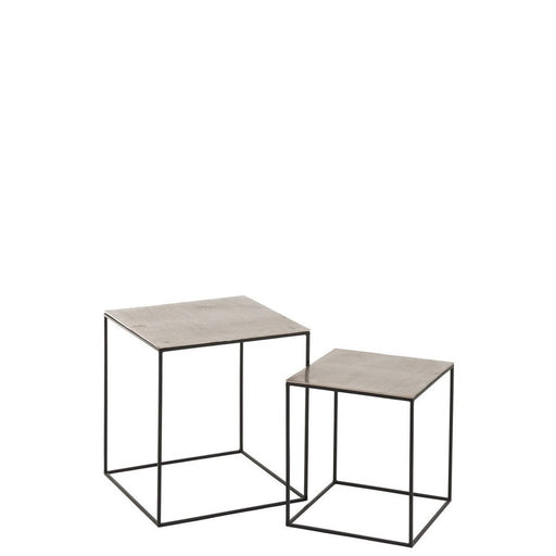 Bijzettafel Zilver Aluminium Vierkant 50 cm 50.5x50.5x55 cm-Bijzettafels-J-Line