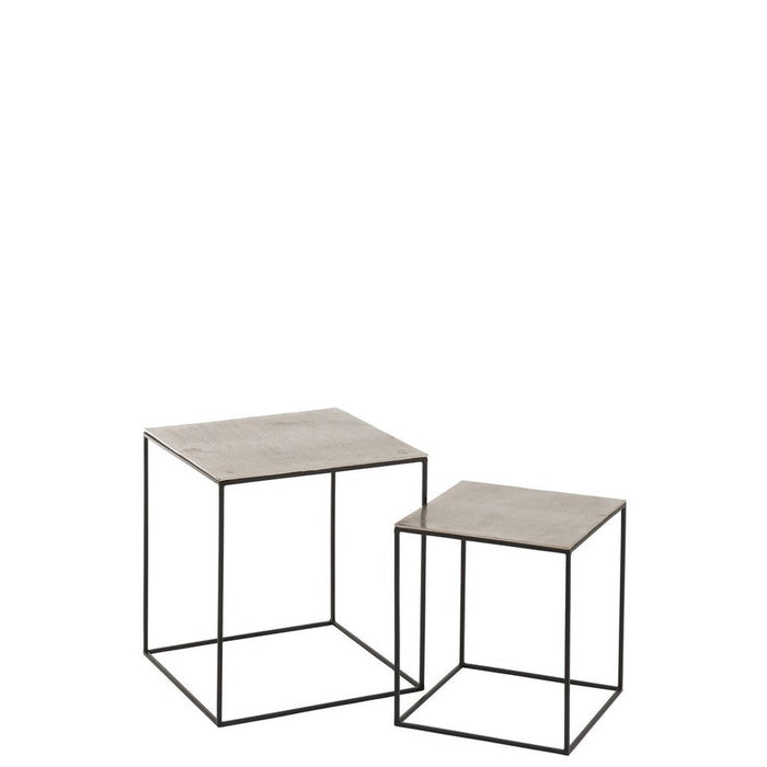 Bijzettafel Zilver Aluminium Vierkant 50 cm-Bijzettafels-J-Line