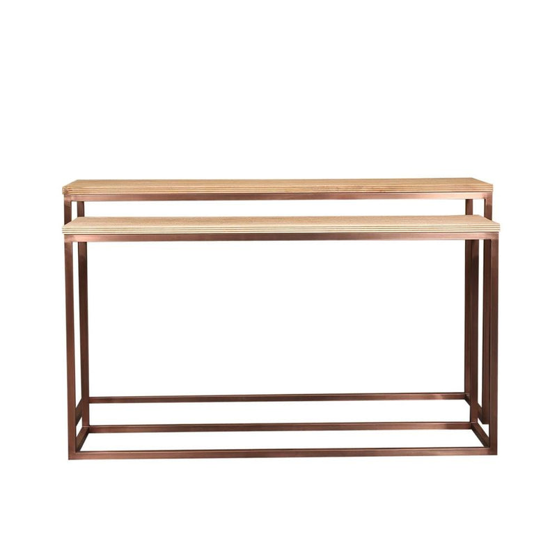Bijzettafel Zoah Mangohout Bruin 41x149 cm-Bijzettafels-PTMD