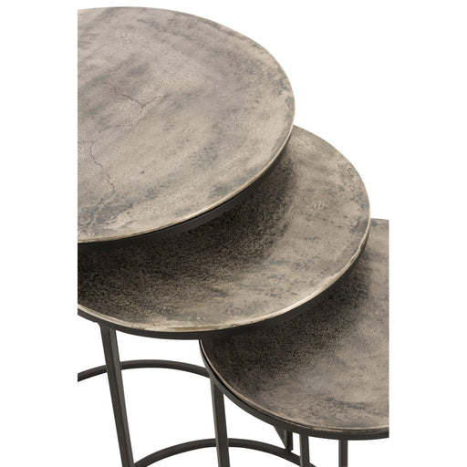 Bijzettafel Zwart Aluminium Rond 42 cm 42x42x60 cm-Bijzettafels-J-Line