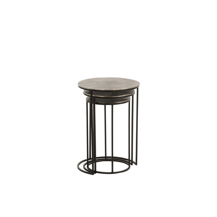Bijzettafel Zwart Aluminium Rond 42 cm 42x42x60 cm-Bijzettafels-J-Line