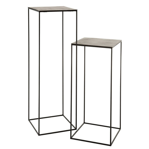 Bijzettafel Zwart Aluminium Vierkant 40 cm 40x40x120.5 cm-Bijzettafels-J-Line