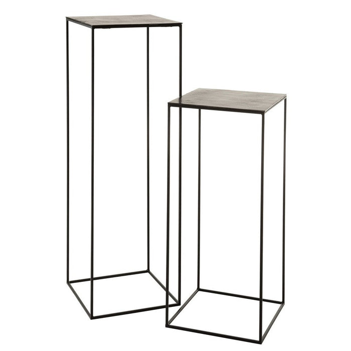 Bijzettafel Zwart Aluminium Vierkant 40 cm 40x40x120.5 cm-Bijzettafels-J-Line