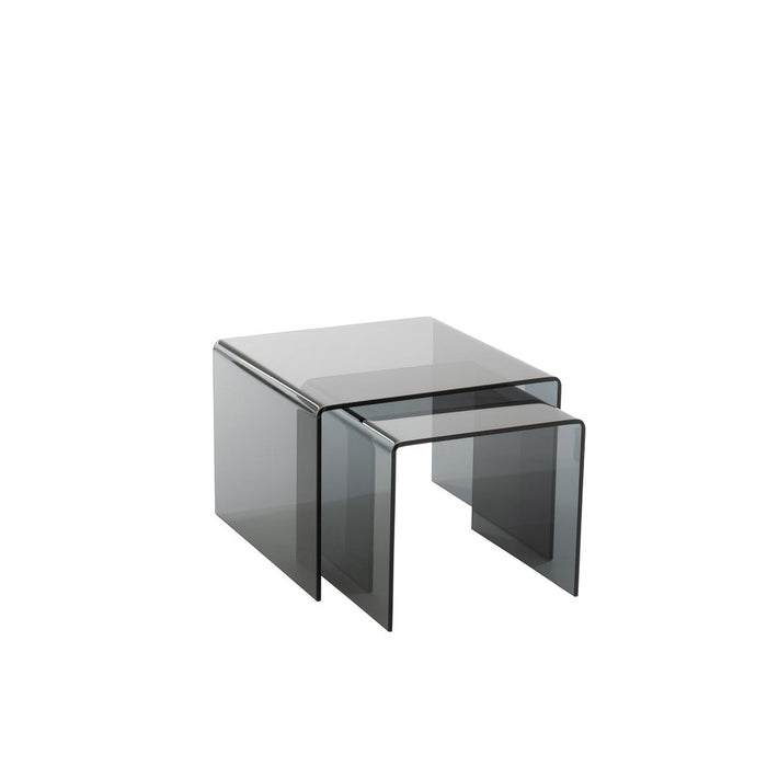 Bijzettafel Zwart Glas S 65 cm 65x65x46.5 cm-Bijzettafels-J-Line