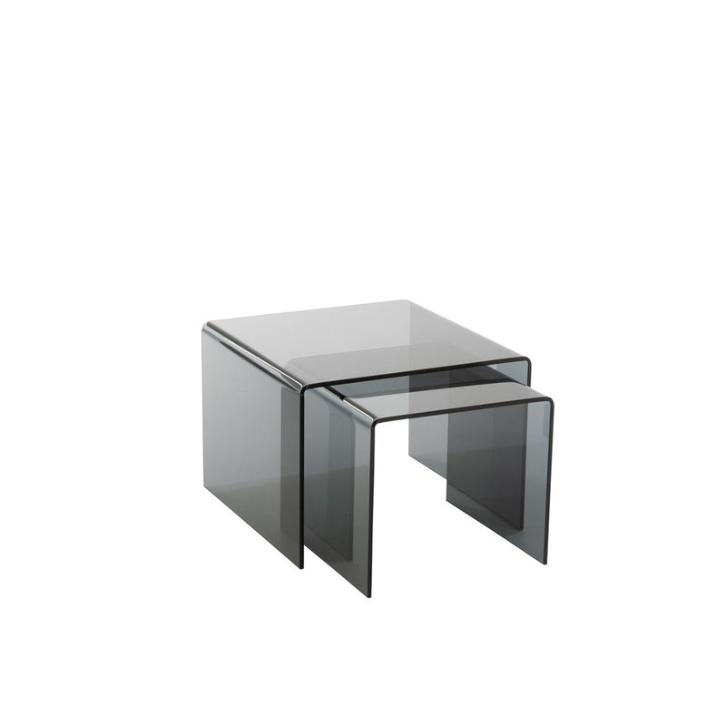 Bijzettafel Zwart Glas S 65 cm 65x65x46.5 cm-Bijzettafels-J-Line