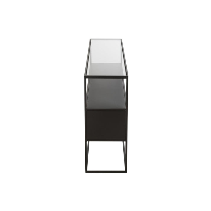 Bijzettafel Zwart Glas Vierkant 30x140 cm-Bijzettafels-J-Line