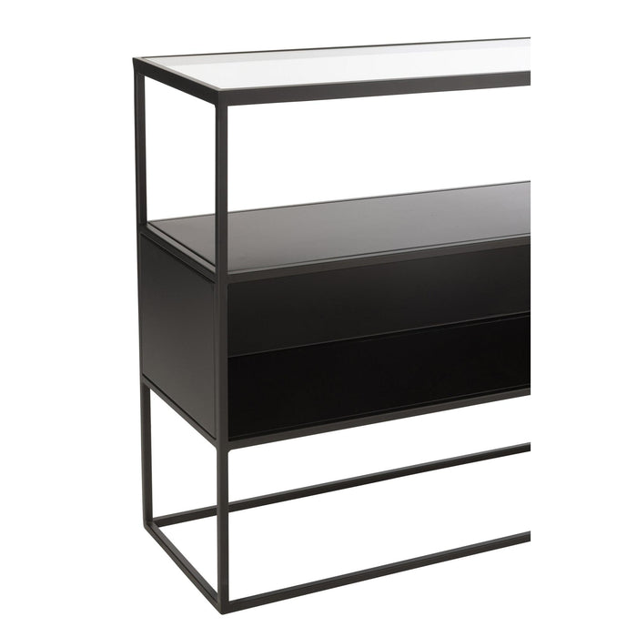 Bijzettafel Zwart Glas Vierkant 30x140 cm-Bijzettafels-J-Line