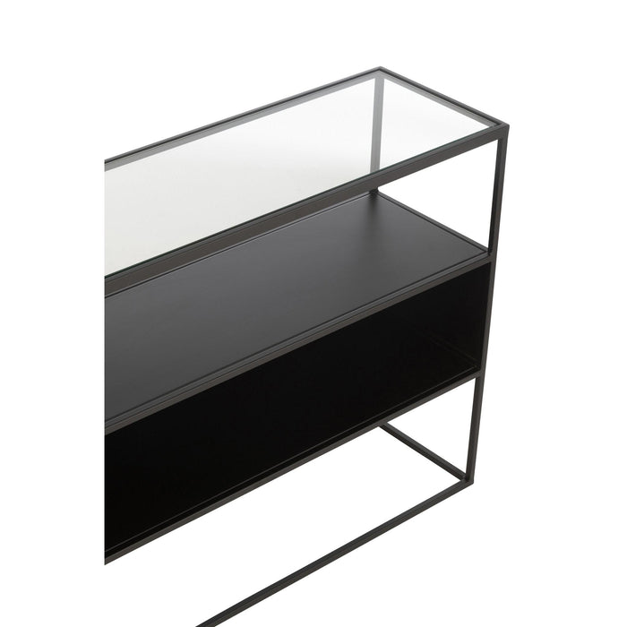 Bijzettafel Zwart Glas Vierkant 30x140 cm-Bijzettafels-J-Line