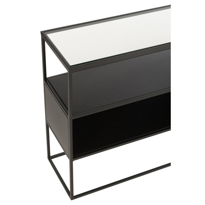 Bijzettafel Zwart Glas Vierkant 30x140 cm-Bijzettafels-J-Line