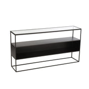 Bijzettafel Zwart Glas Vierkant 30x140 cm-Bijzettafels-J-Line