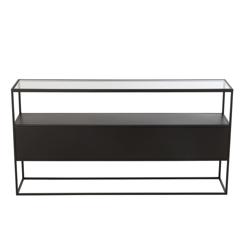 Bijzettafel Zwart Glas Vierkant 30x140 cm-Bijzettafels-J-Line