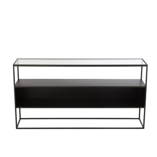 Bijzettafel Zwart Glas Vierkant 30x140 cm-Bijzettafels-J-Line