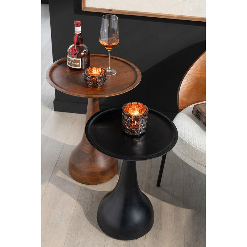 Bijzettafel Zwart Mangohout hout 46 cm 45.5x45.5x59 cm-Bijzettafels-J-Line